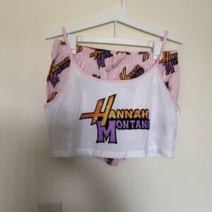 Disney Hannah Montana Logo Cami & Shorts Set - White & Light Pink